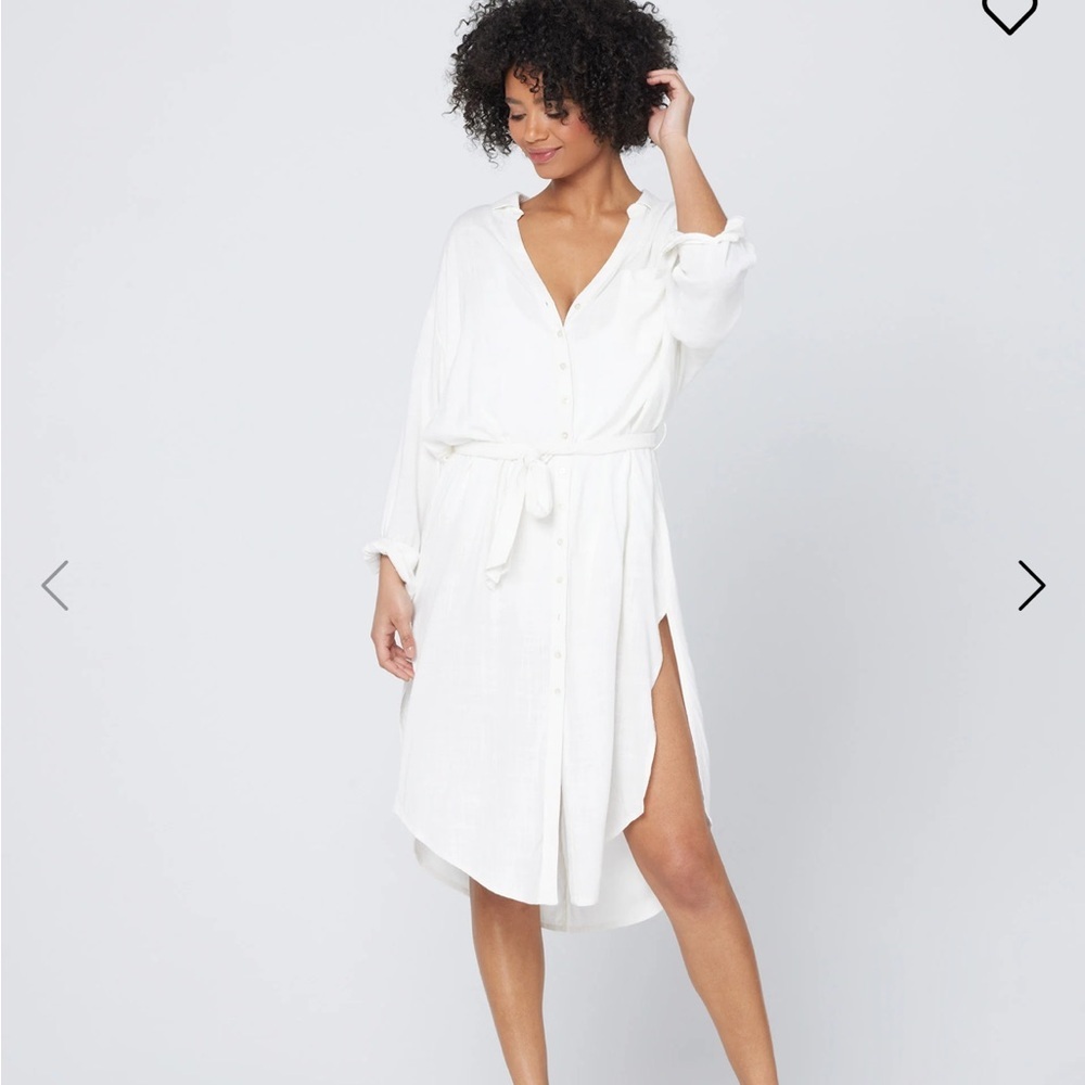L•Space White Barcelona Dress Cover Up Shirt Dress — Size S